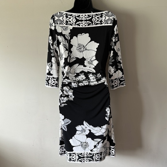 White House Black Market WHBM Black, White floral Swirl Dress  Size S - Picture 6 of 12